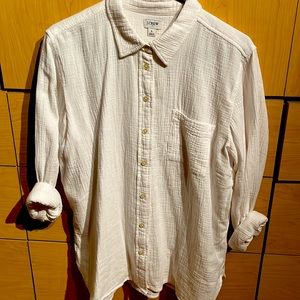 J Crew Factory, Gauze Button up Shirt, Size Large